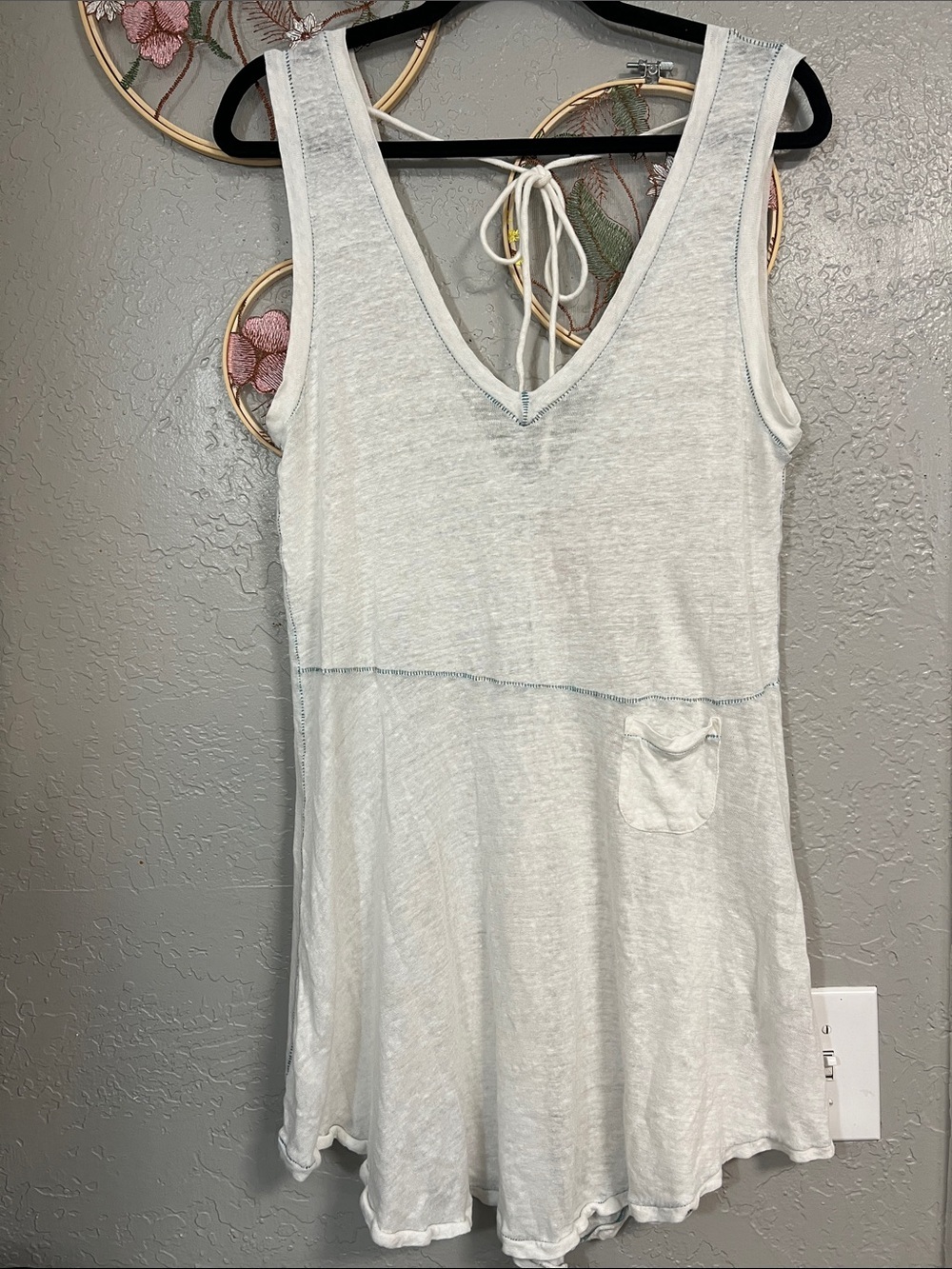 PETE & GRETA JOHNNY WAS WHITE LINEN BOHO TUNIC TOP SIZE SMALL - Picture 2 of 14
